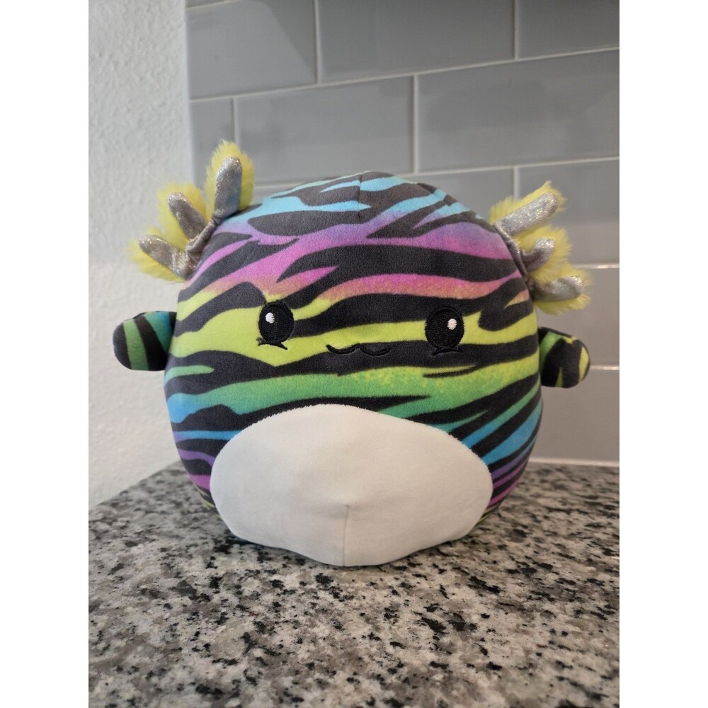 Axolotl Mystery Squad 8" Squishmallow Multicolor Zebra Stripe Rainbow Plush